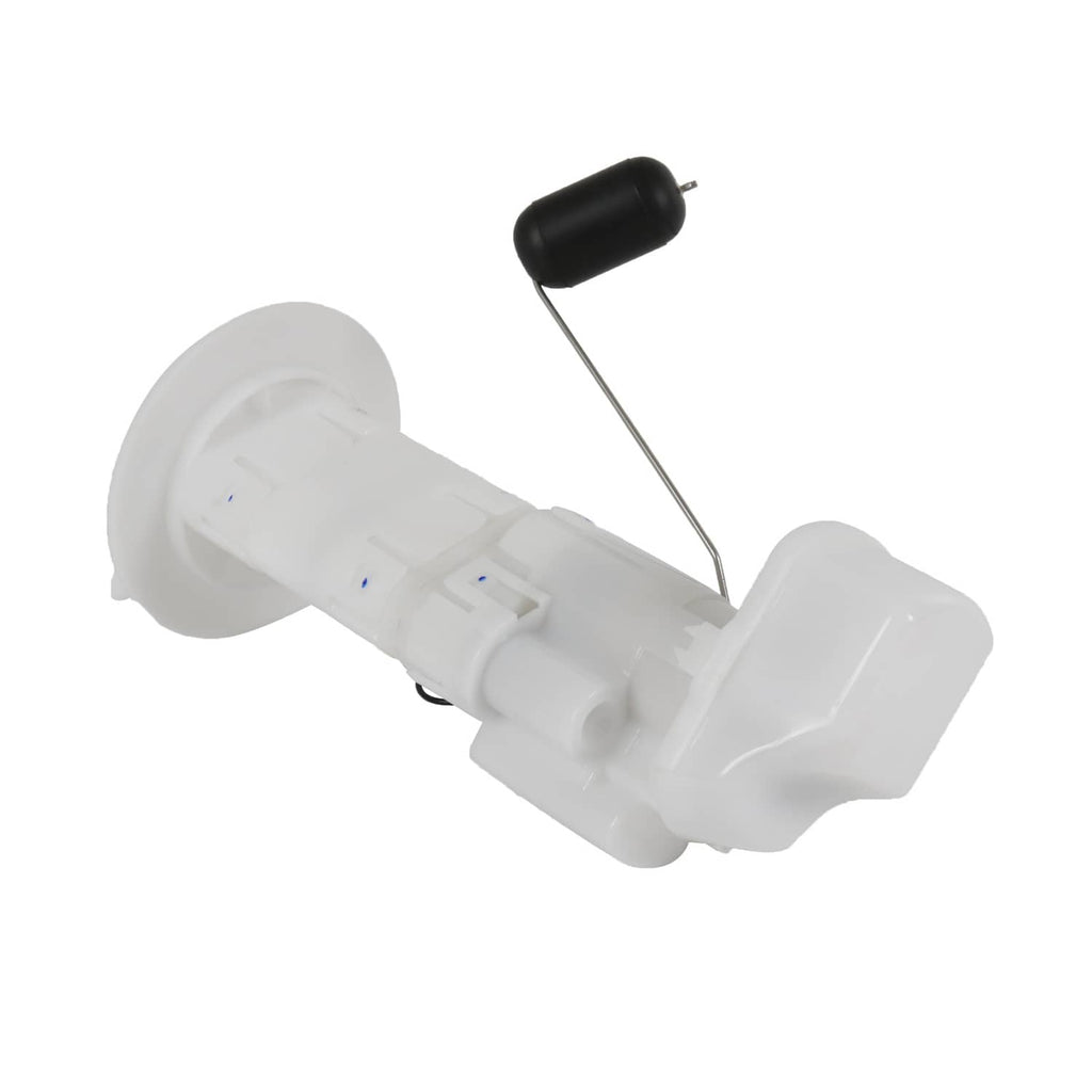 Fuel pump assembly with white plastic housing and black fuel level sensor float