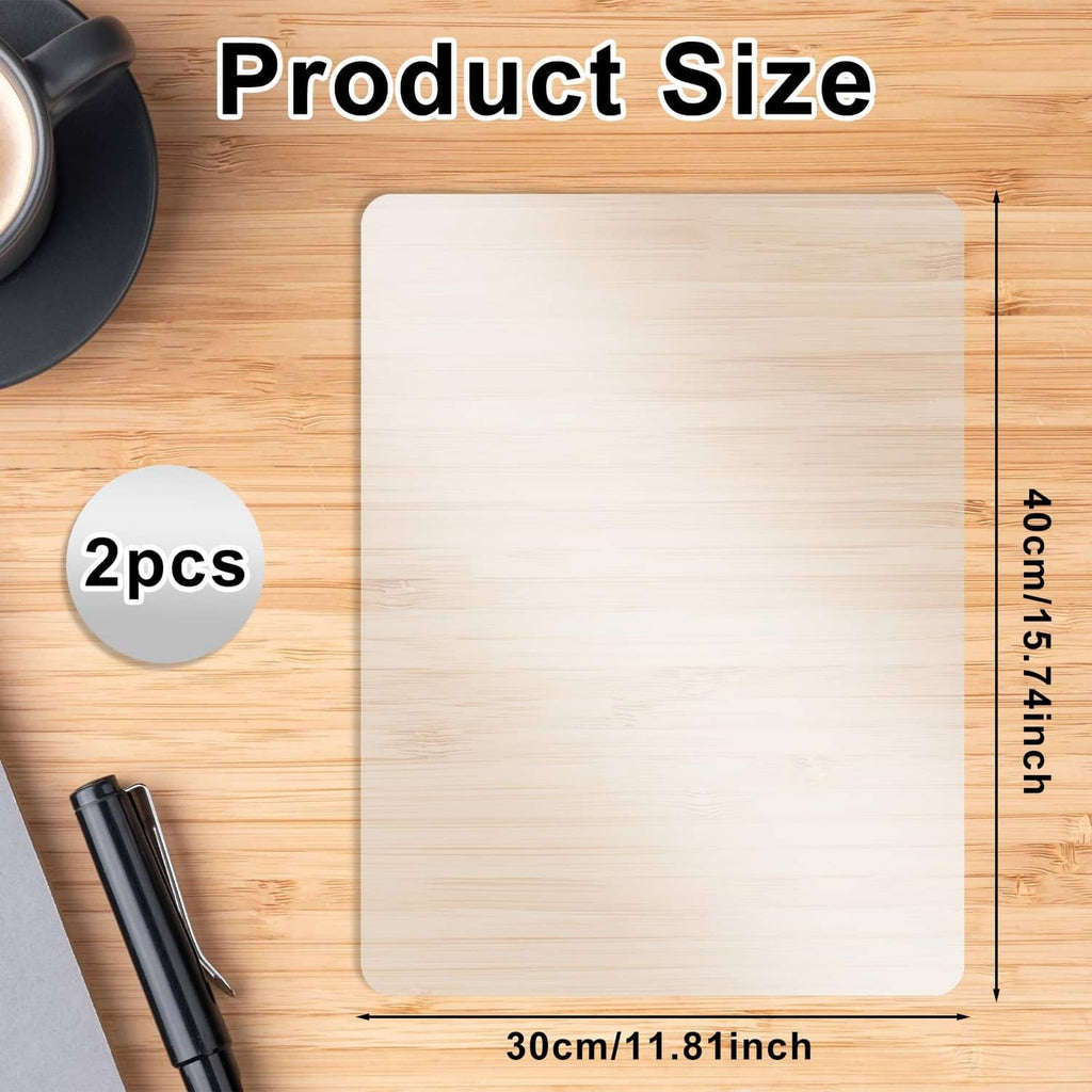 Clear matte plastic placemat with rounded corners, square shape