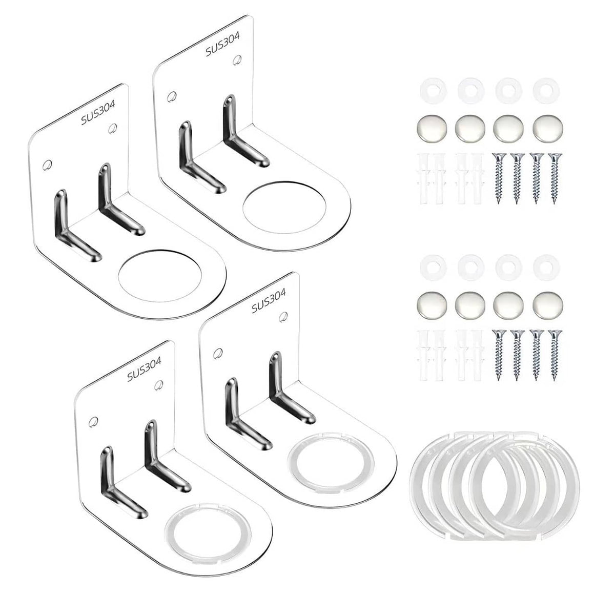 Stainless steel wall mount soap dispenser holders set with four cradle bases and screws