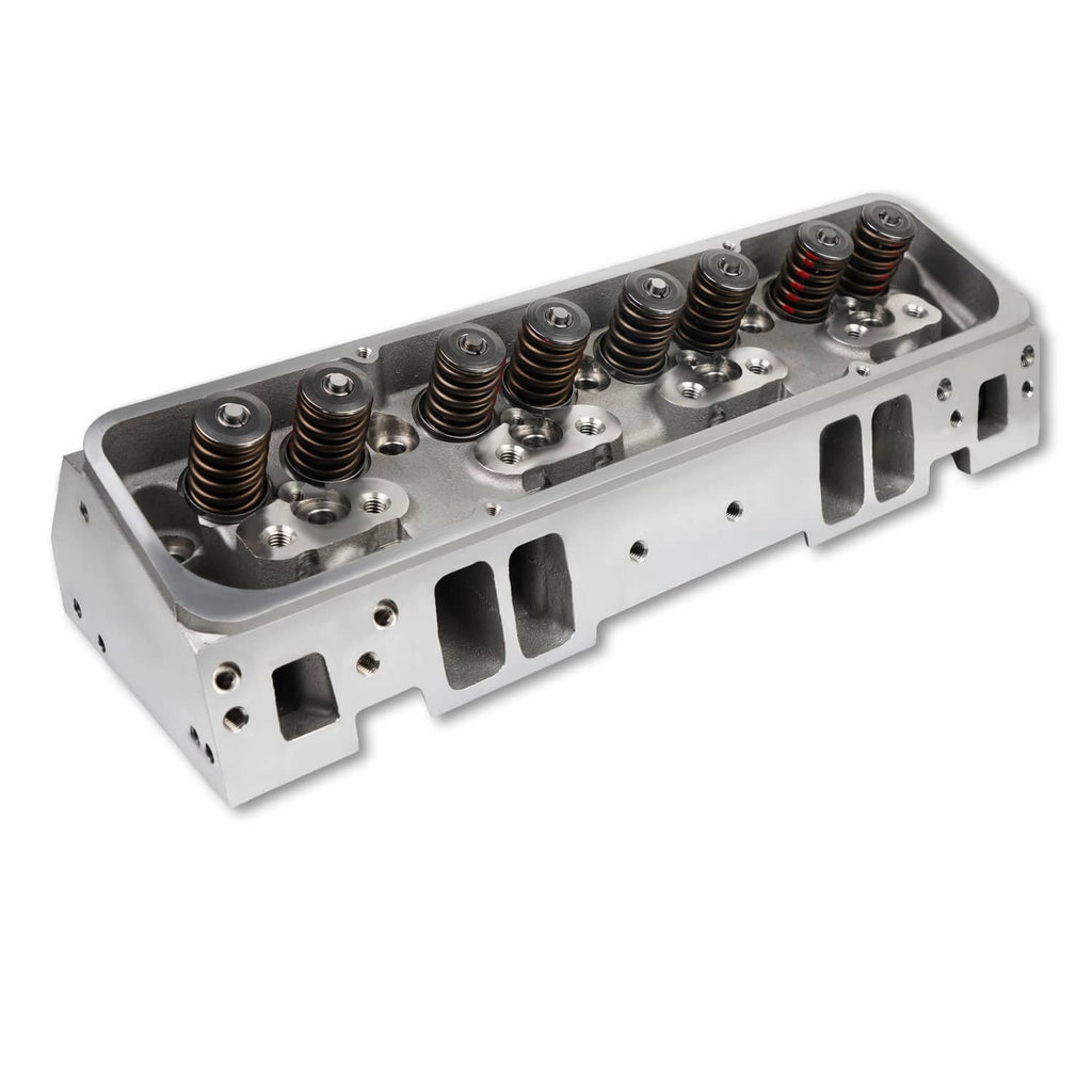 Aluminum cylinder head assembly with valve springs and rocker arms, angled view