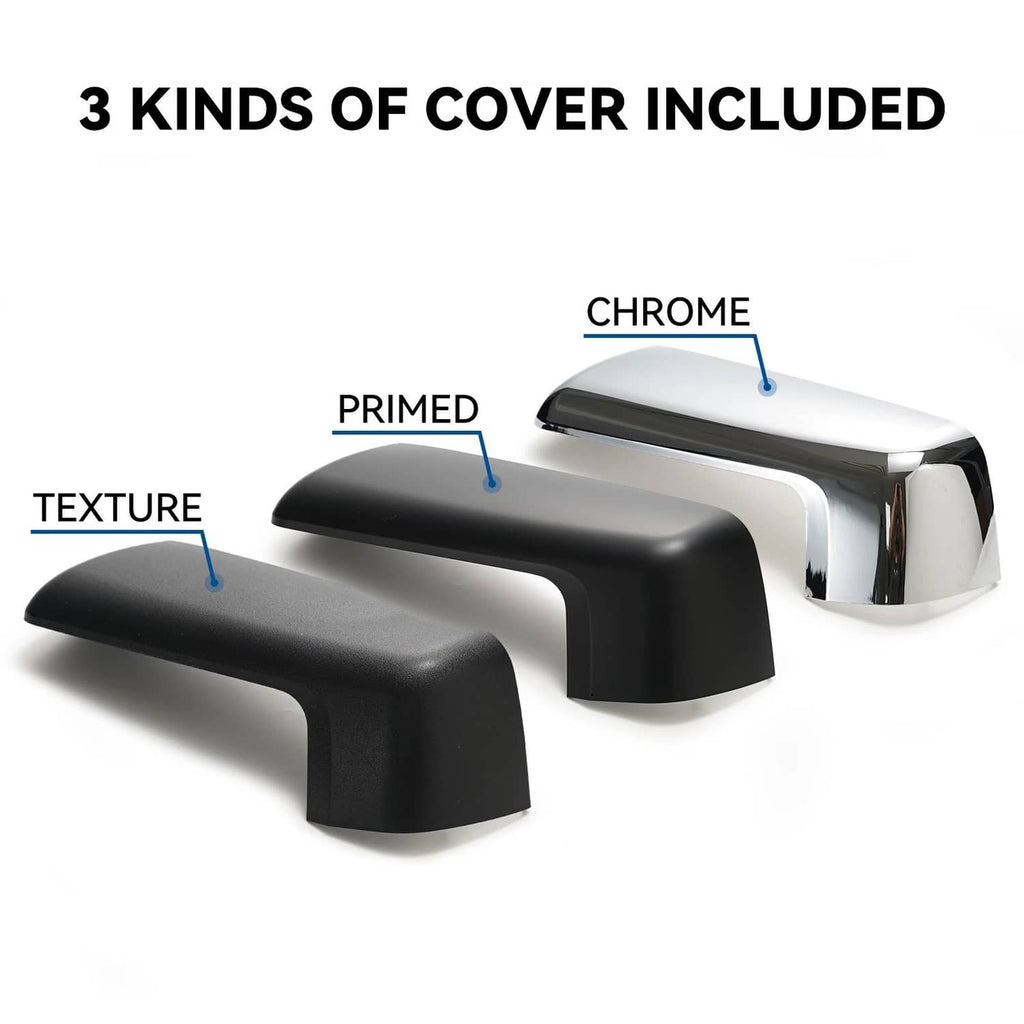Mirror cover set for passenger-side mirror: textured, primed, and chrome options (3 types)