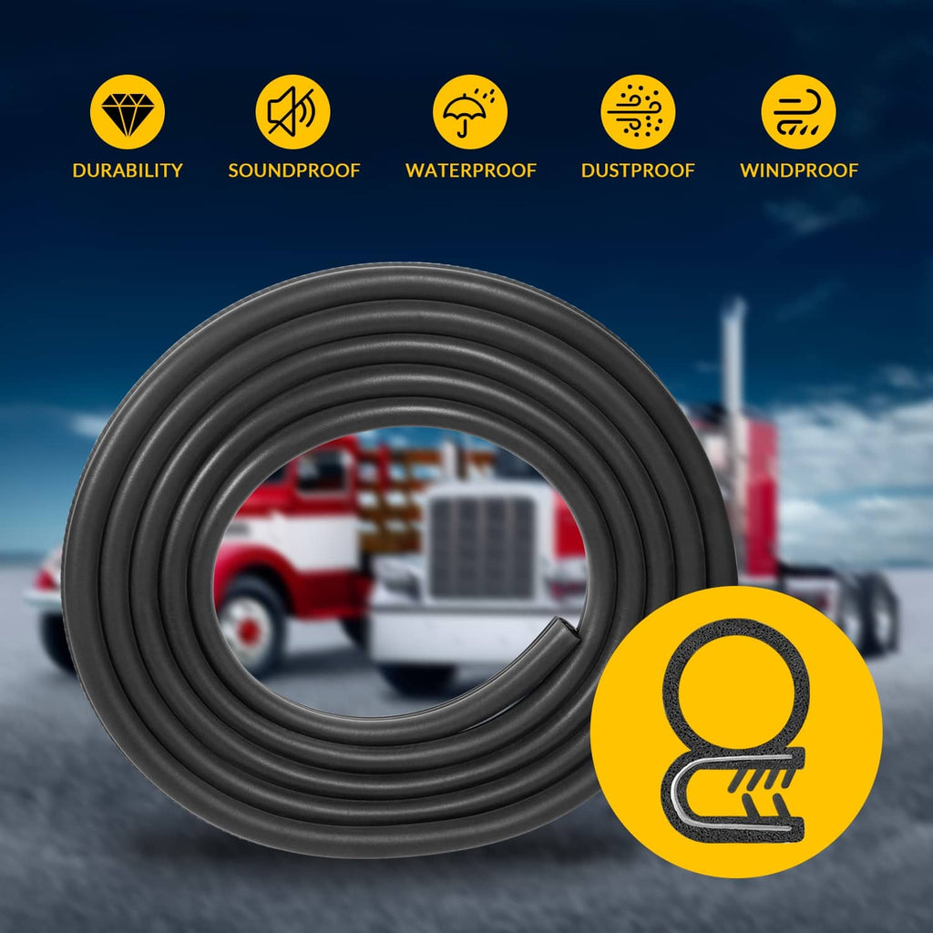 Black coiled rubber door seal weatherstrip for cab door installation