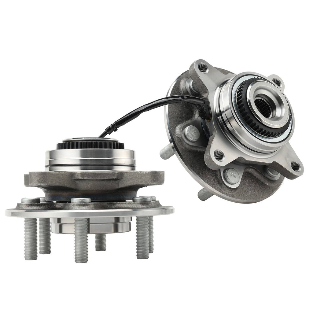 Wheel bearing hub assembly with ABS sensor wiring and six lug studs, front side view