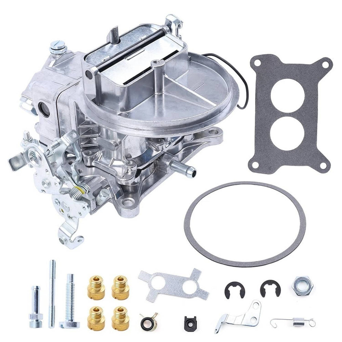 2BBL electric choke carburetor assembly with large gasket and included mounting hardware