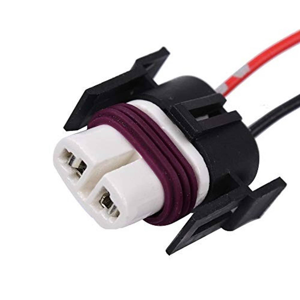 Ceramic headlight plug connector, two-pin socket with black housing and red wire