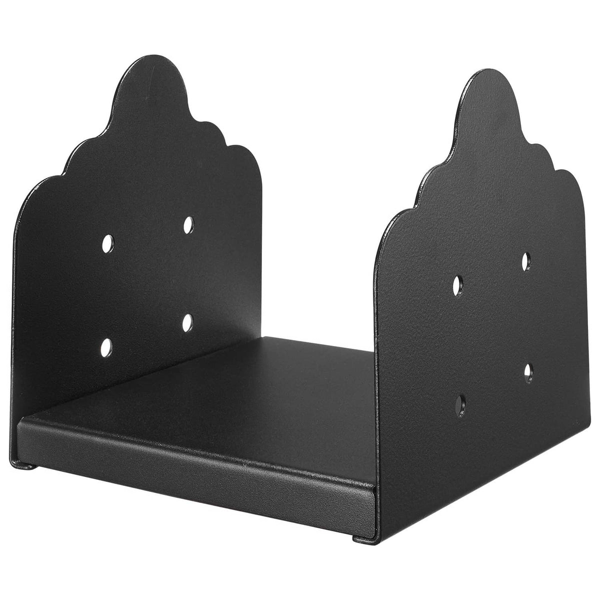 2-pack 8x8 wood fence post base brackets, black steel with bolt holes