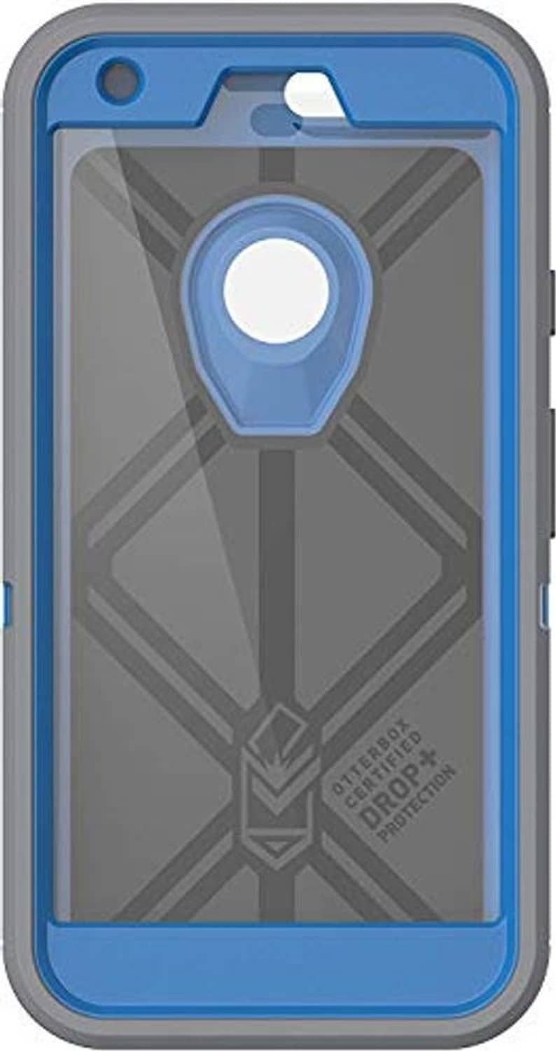 Rugged Defender case interior with circular mount and blue frame for Google Pixel XL