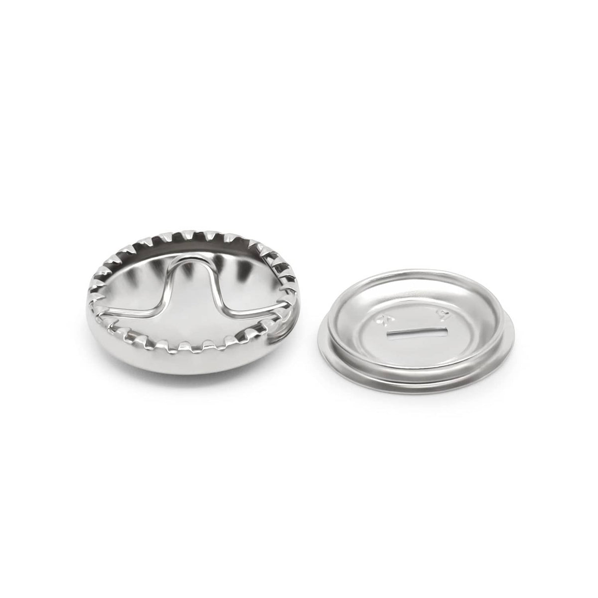 Nickel half-ball cover button set with domed cover and backing ring