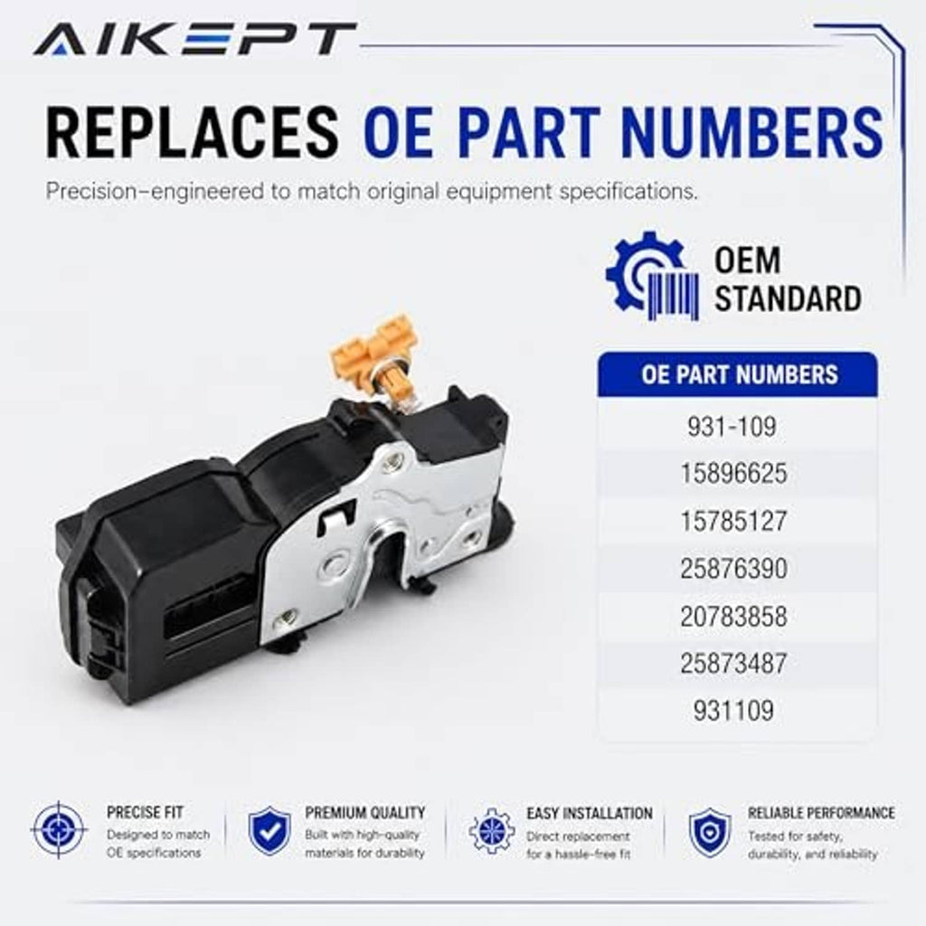 Door lock actuator motor with replacement part numbers and OEM standard badge