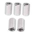 Hex coupling nuts set of 3, silver steel with internal threads, cylindrical shape.