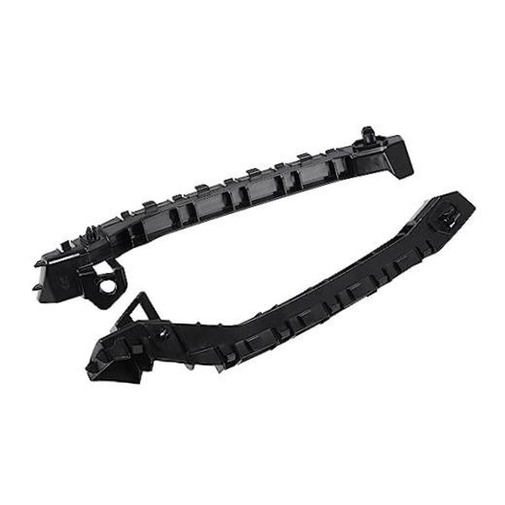 Black front bumper bracket retainer set with mounting clips, left and right