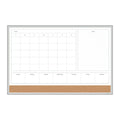 Silver-framed dry-erase calendar whiteboard with monthly grid and blank notes area