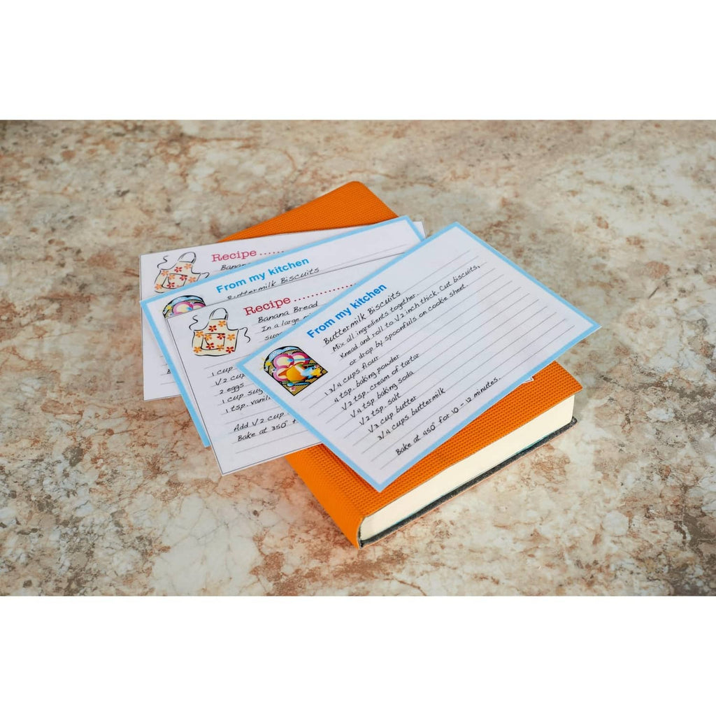 Recipe cards and handwritten sheets for laminating protection
