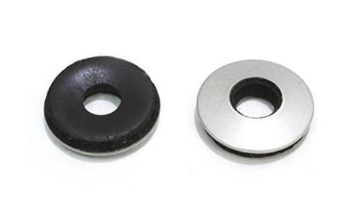 Stainless steel washer with black EPDM rubber insert, round hole, pair view