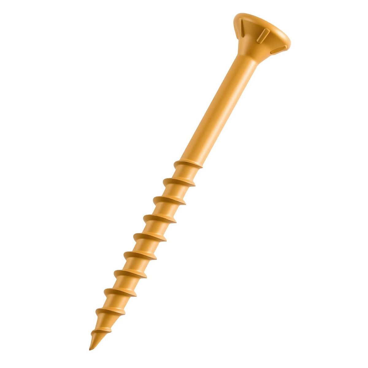Gold T25 star-drive wood screw with pointed tip and coarse threads