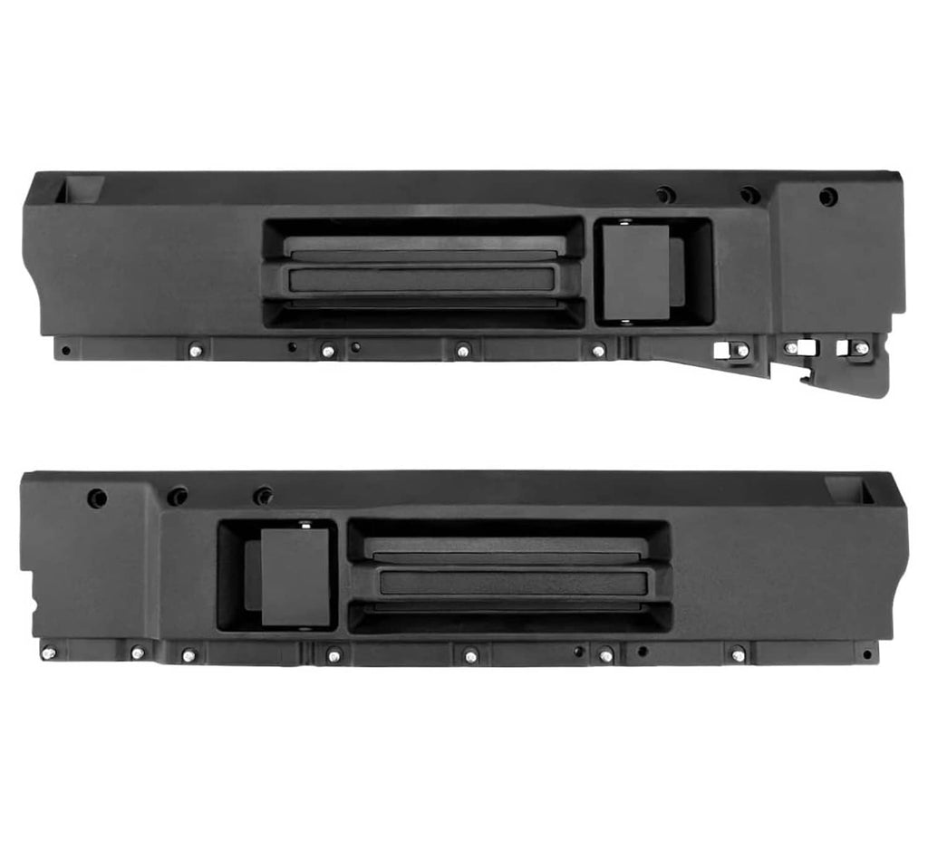 Black interior door handle pair with rectangular pull openings and front mounting screws