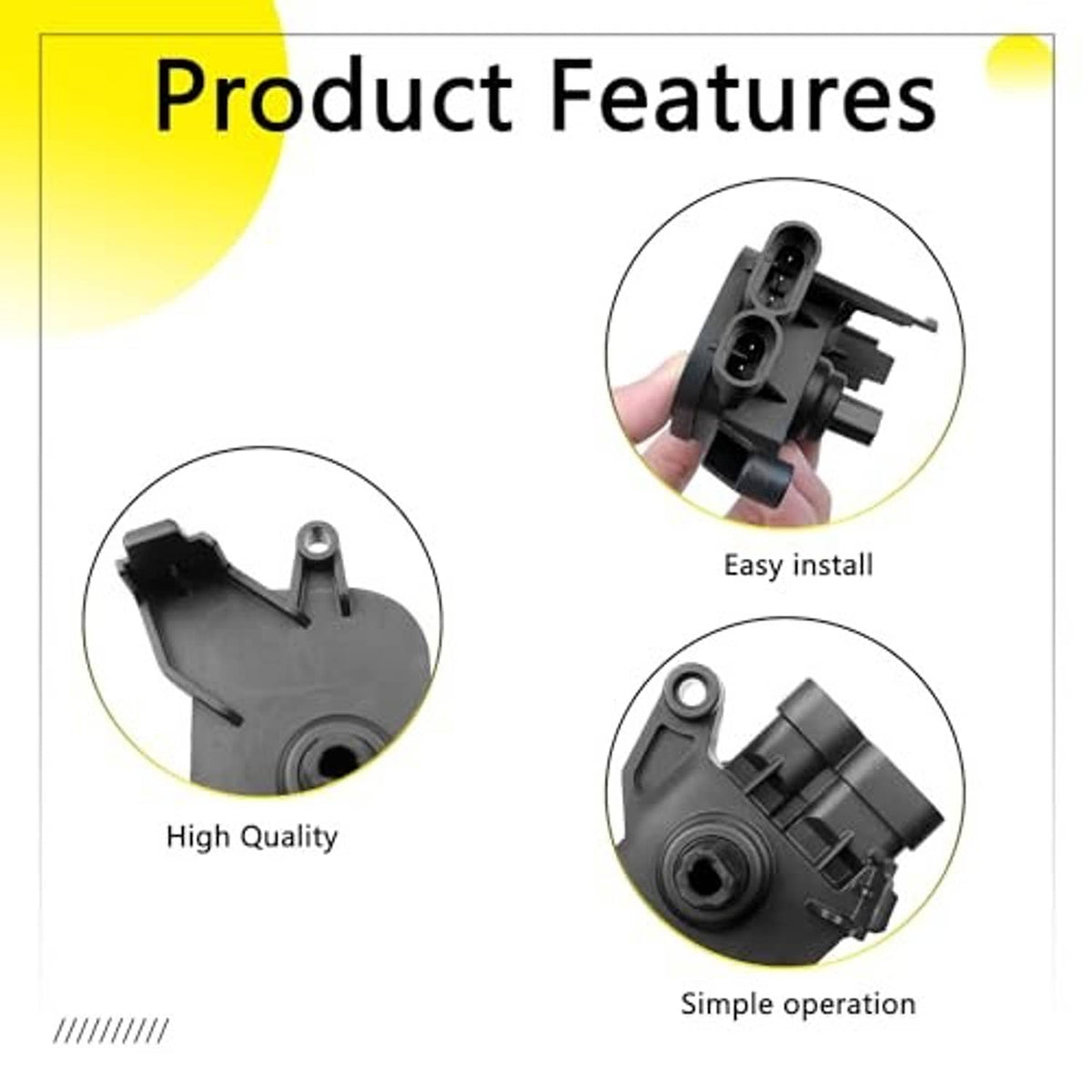 Throttle potentiometer features view showing connector pins and mounting hardware in dark gray