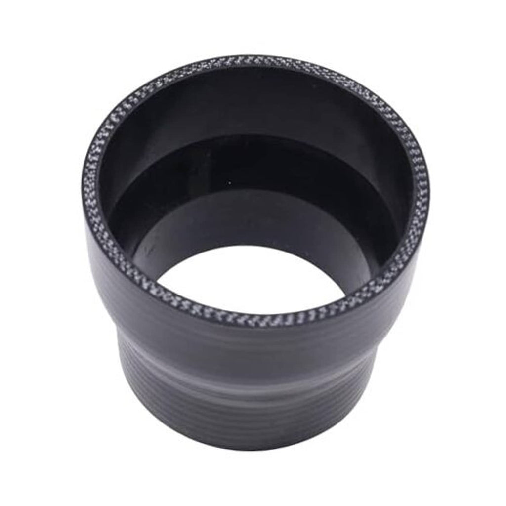 Black silicone hose reducer coupler, 4-ply reinforced, ribbed short connector