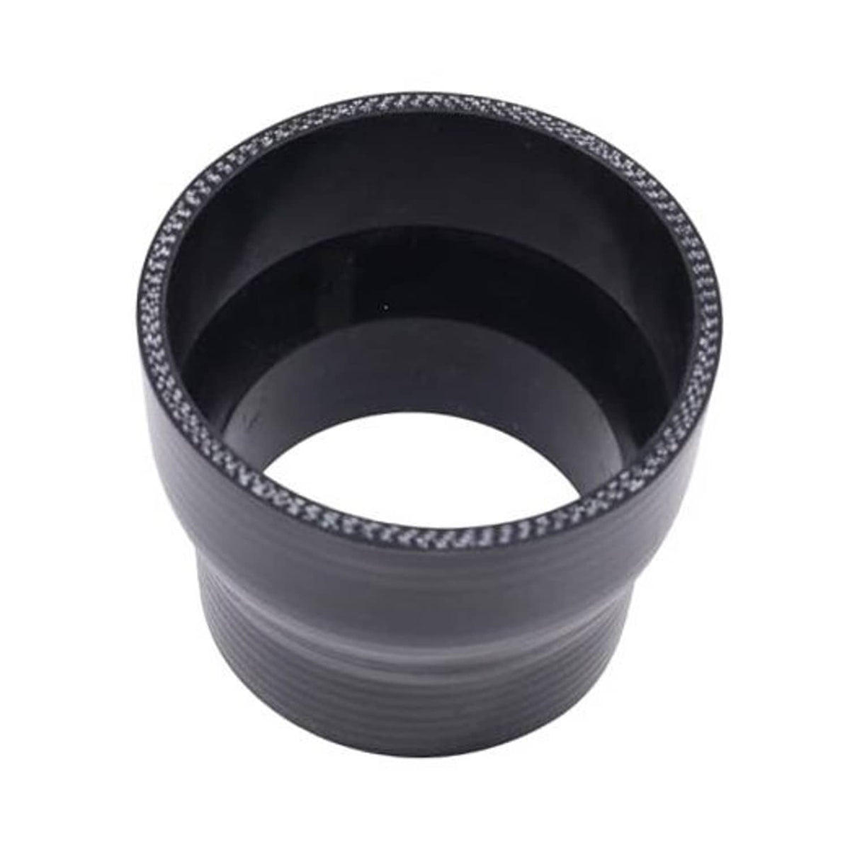 Black silicone hose reducer coupler, 4-ply reinforced, ribbed short connector