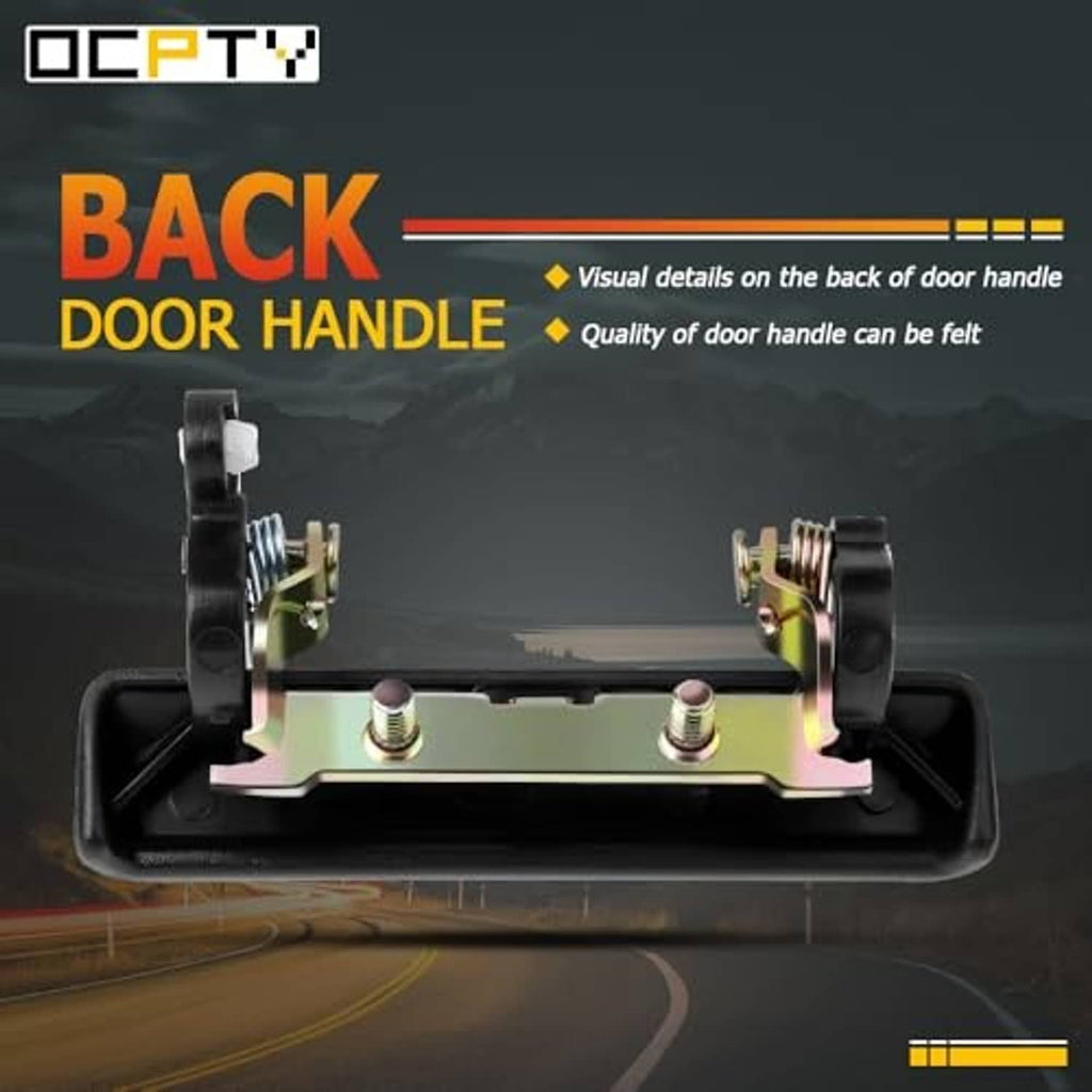 Door handle back assembly with metal plate, threaded bolts, and spring posts