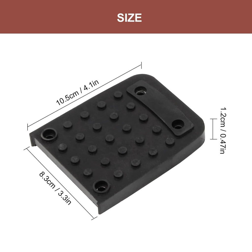 Black rubber stilt foot pad with raised grip dots and size measurement marks