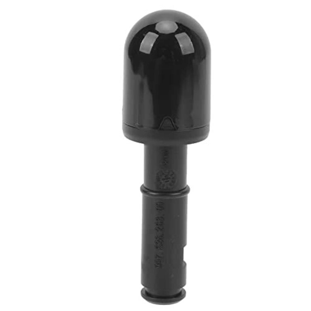 Black headlight washer nozzle end piece with rounded cap and molded connector stem.