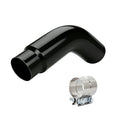 Black coated exhaust elbow pipe with clamp, curved stainless steel, black finish
