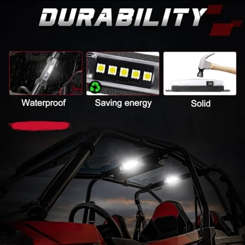 Waterproof LED roll-cage light bar with clear cover, bright LED chips, and nylon strap