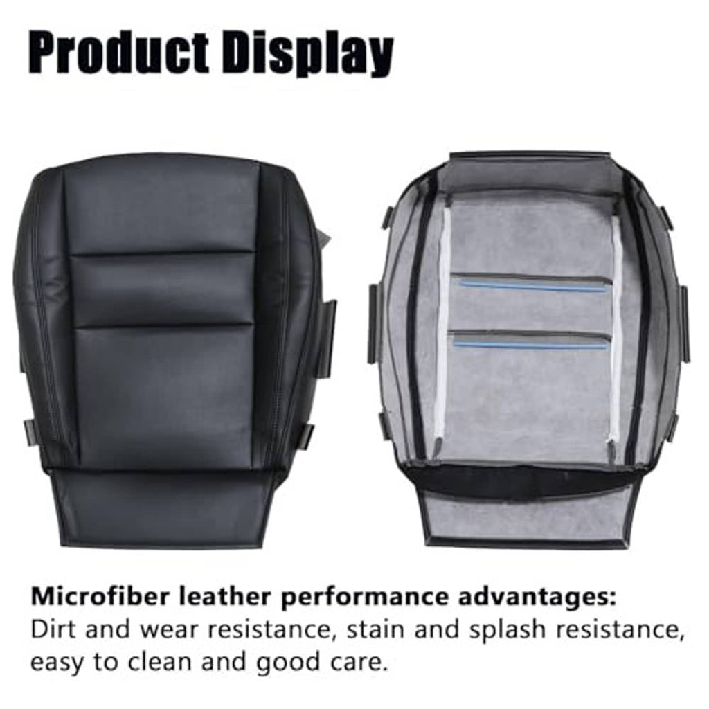 Black seat cover display showing front, back, and inner fabric backing