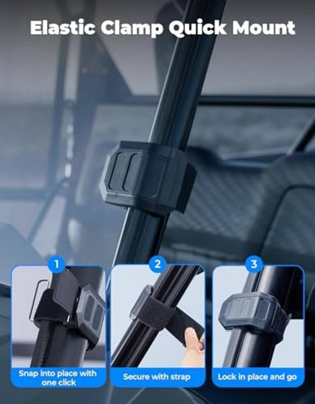Windshield elastic clamp quick-mount brackets for secure installation