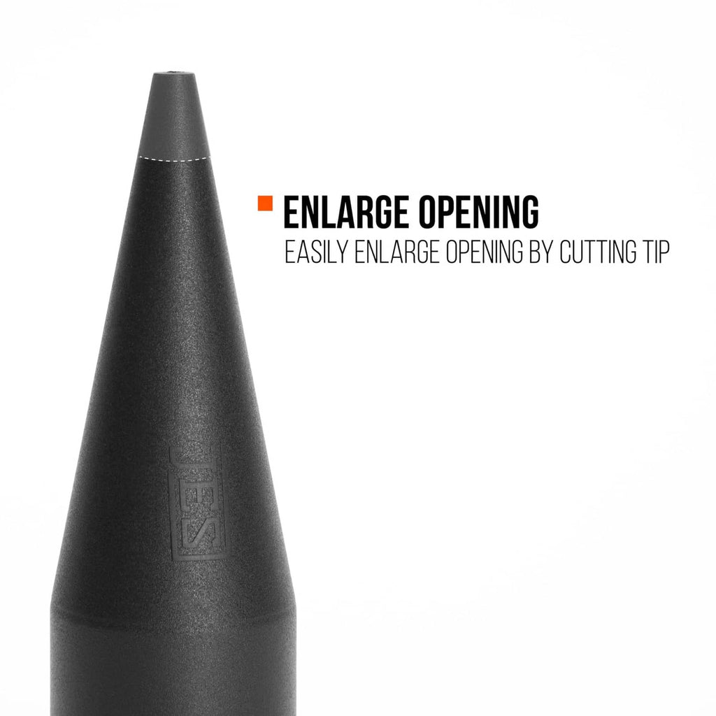 Black cone nozzle with flared enlarged opening at the tip
