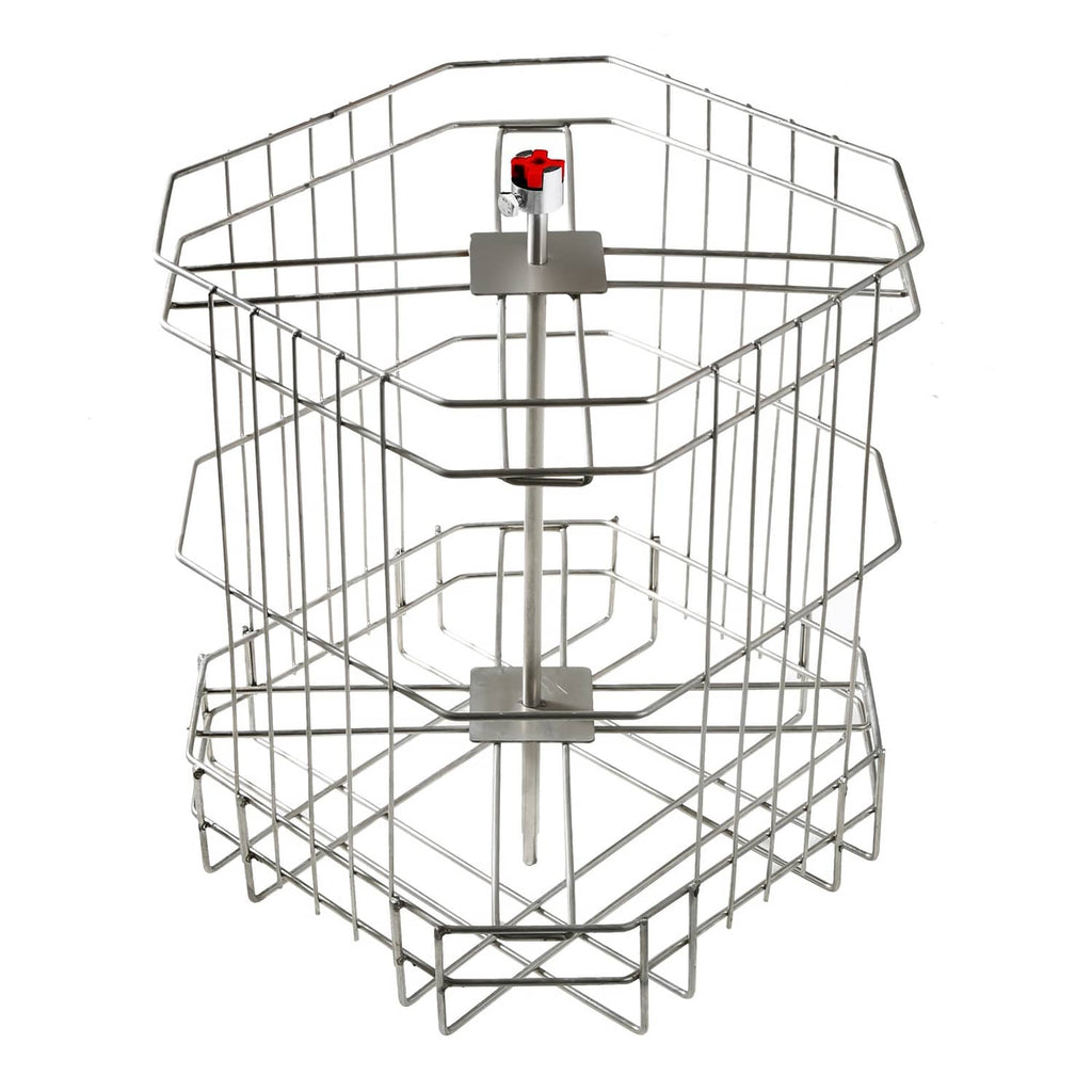 Wire frame basket for electric honey extractor with top mounting motor