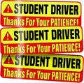 Three-pack Student Driver warning magnet signs, yellow/red, “Thanks For Your Patience!”