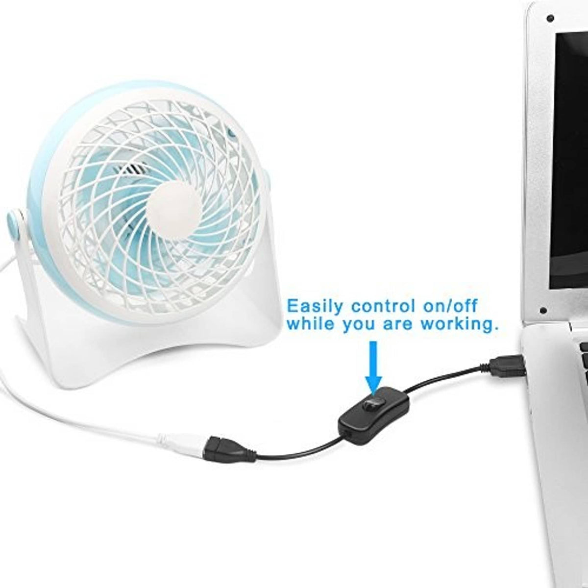USB power extension cable with inline on/off switch for fan or device