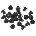Set of black silicone snap-in hole plugs, round locking stoppers