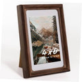 Walnut 4x6 photo frame with real glass and white mat, front view.