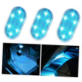 3 oval ice blue LED interior car lights with bright glow dots