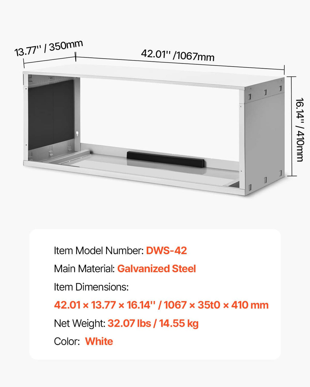 White through-the-wall AC sleeve frame with side panels and top opening