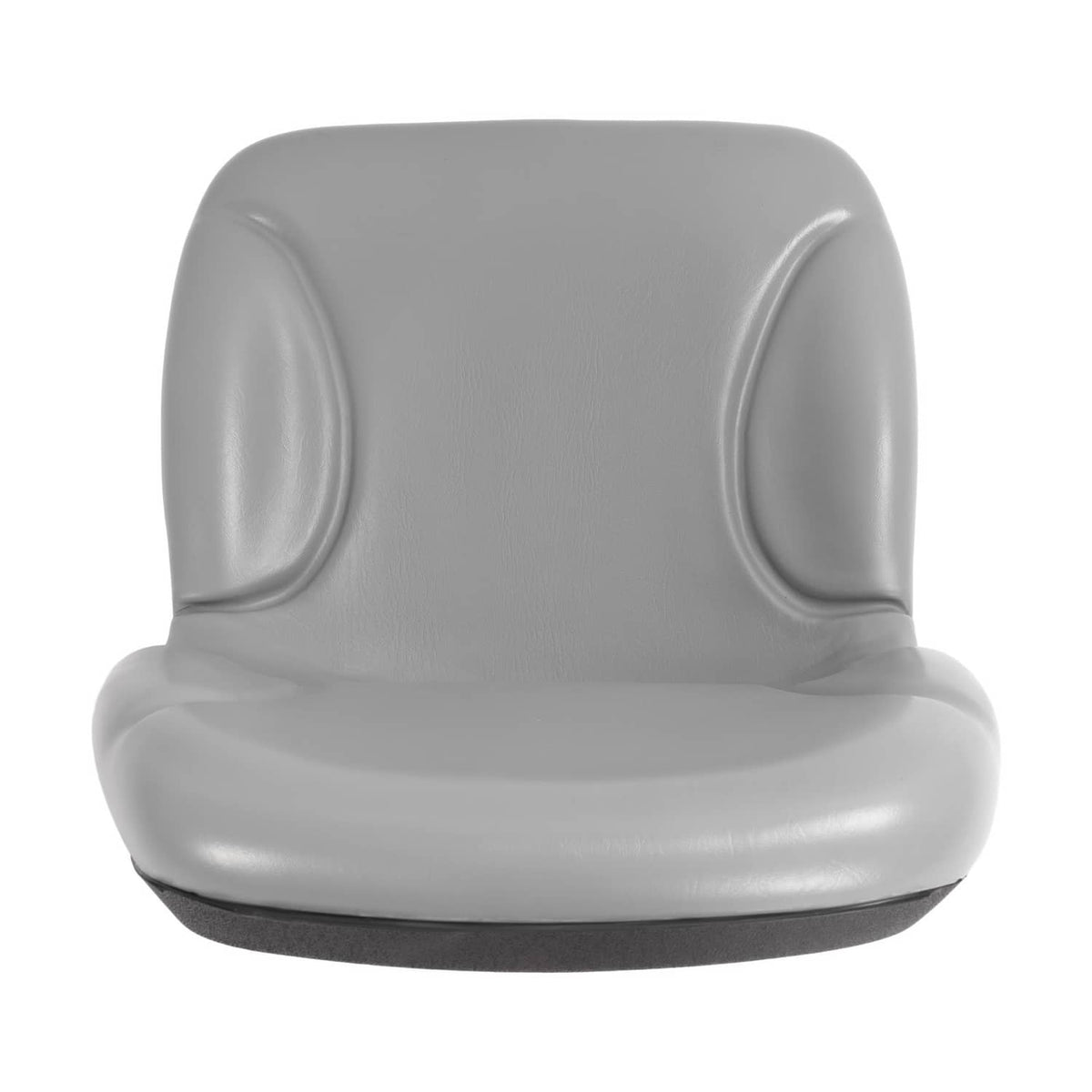Light gray tractor seat with contoured backrest and padded seat base