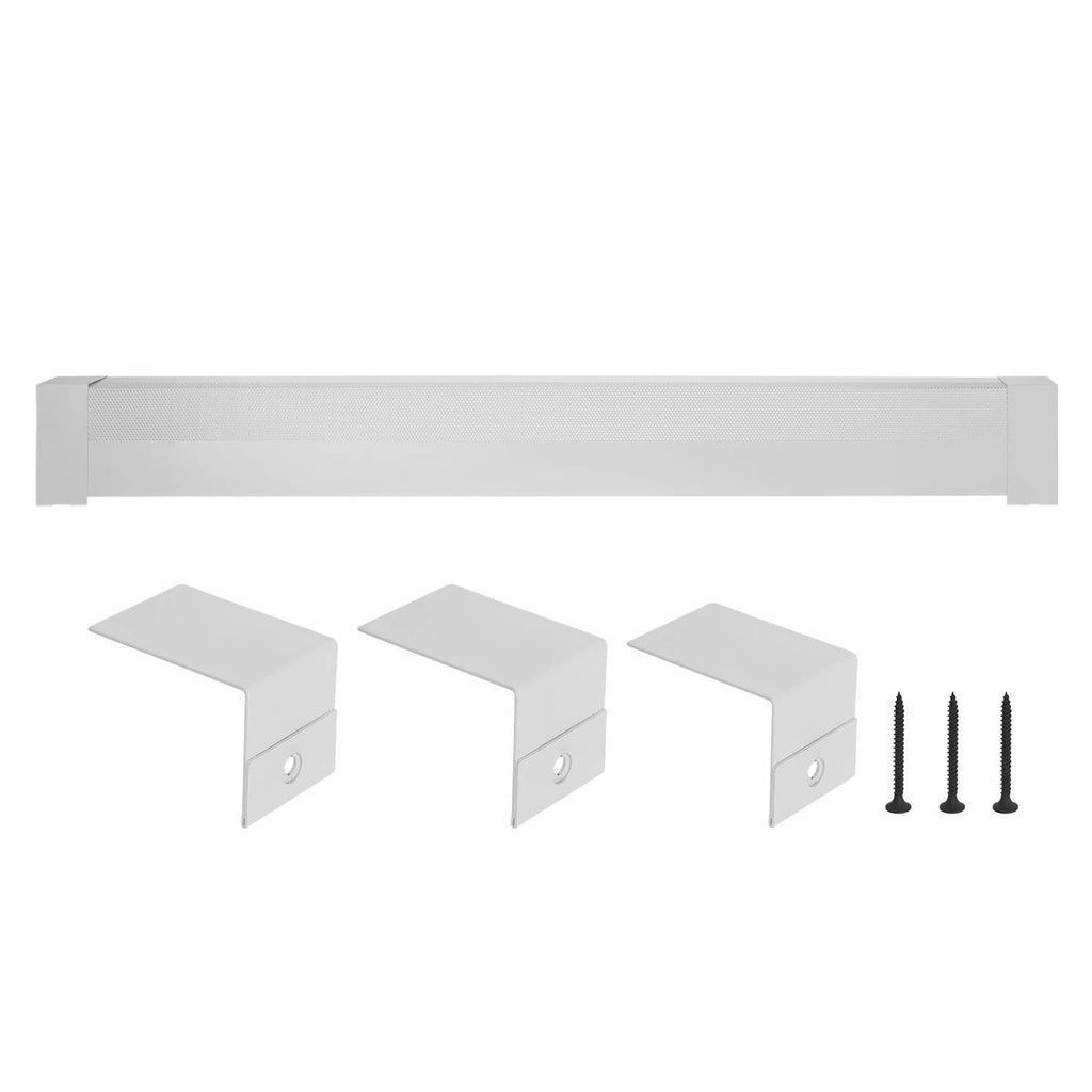 White 6 ft baseboard heater cover with mounting brackets and self-tapping screws