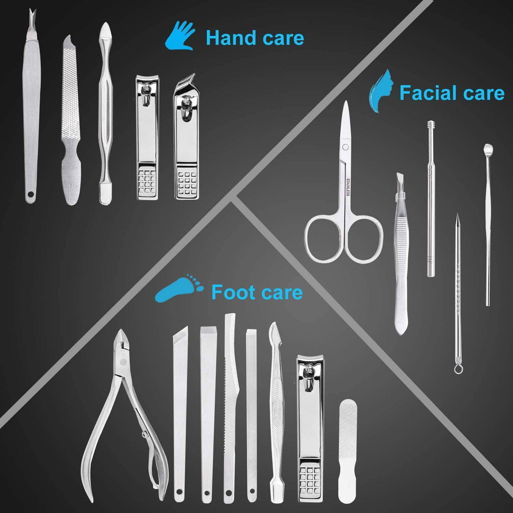 Nail care assortment with multiple clippers, nail files, and a pair of scissors