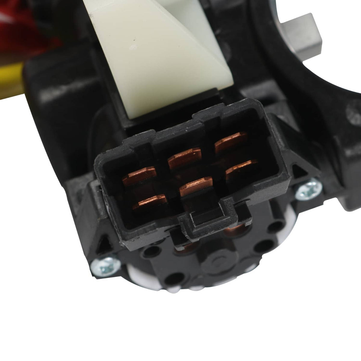 Ignition lock switch assembly close-up of electrical terminal contacts inside connector