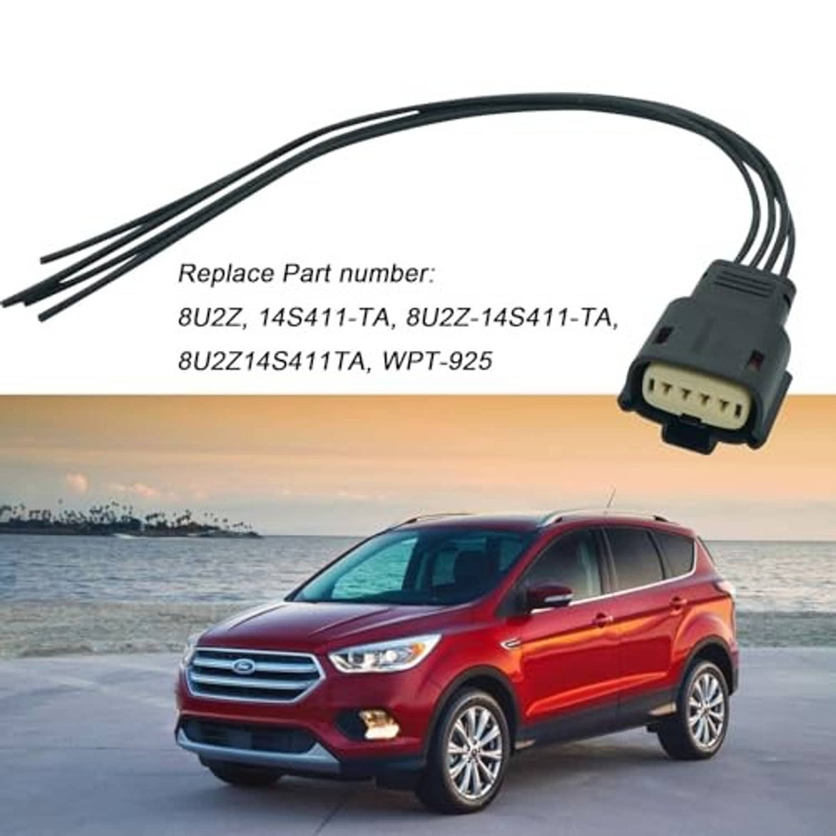 Replacement HID headlight 4-pin connector pigtail with black plug and wire leads