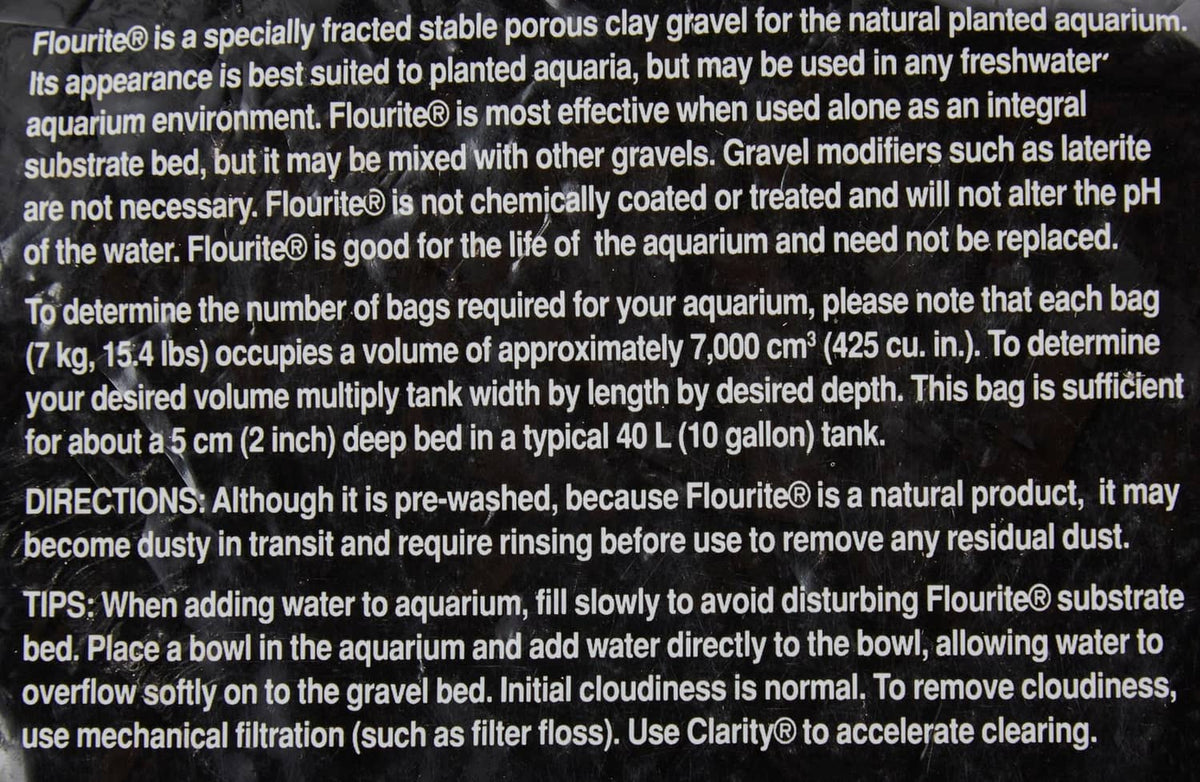 Aquarium substrate bag instructions and directions printed in black text
