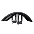 Glossy black front fender with two pre-drilled bracket plates