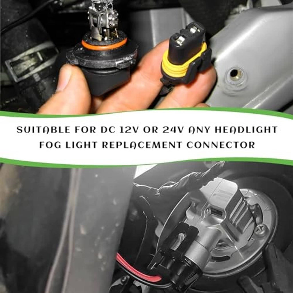 Headlight or fog light wiring connector adapter plug with yellow seal ring in socket