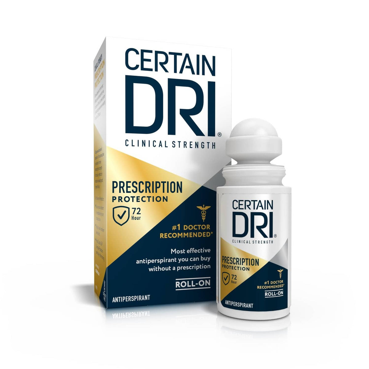 Certain Dri clinical strength prescription roll-on antiperspirant bottle, 72-hour protection