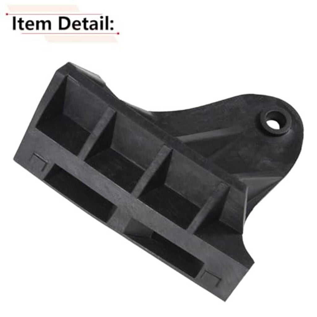 Black plastic driver-side seat trim bracket angled, with circular mounting hole