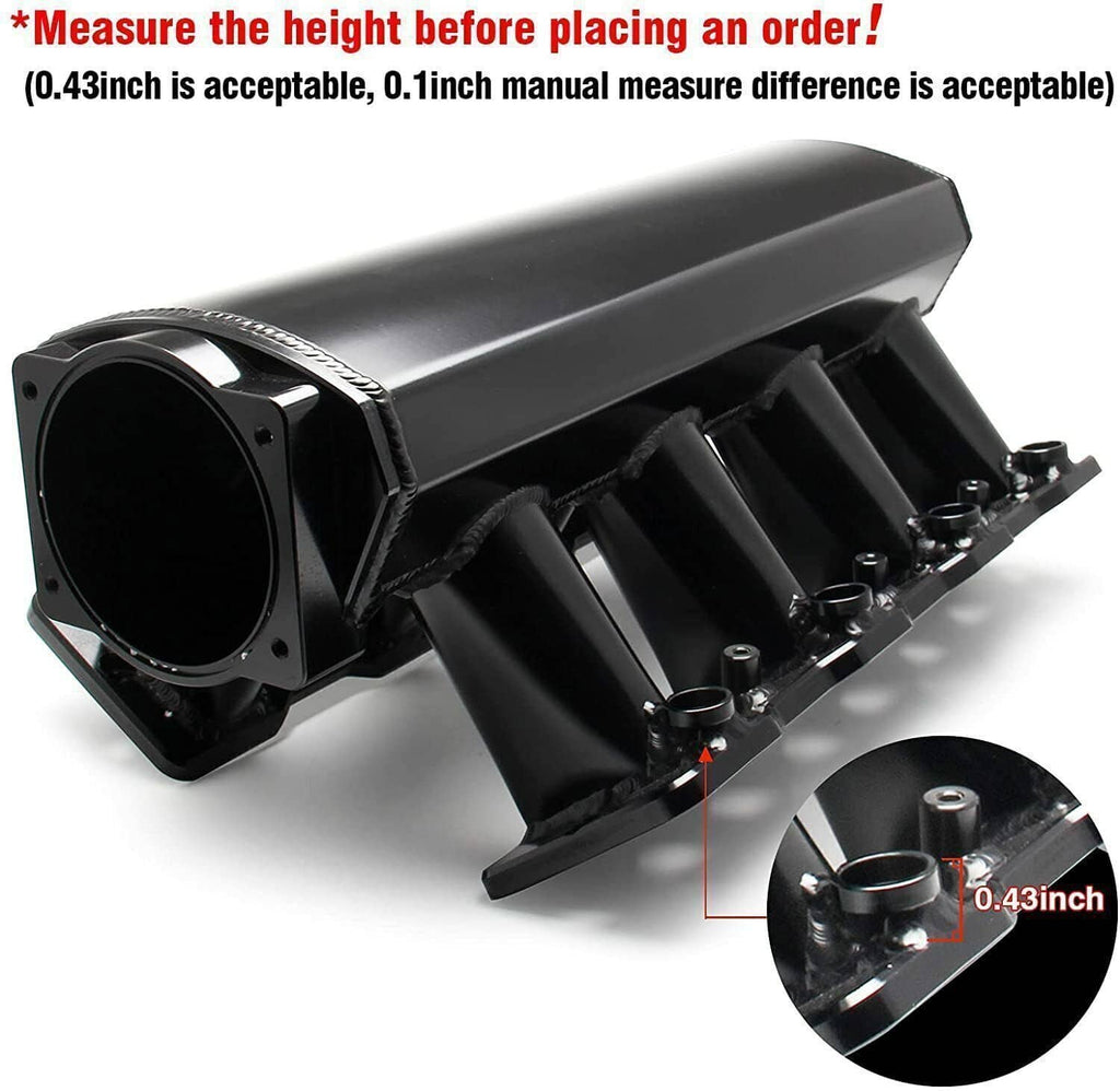 Black fuel rail assembly with multi-port rail and mounting hardware