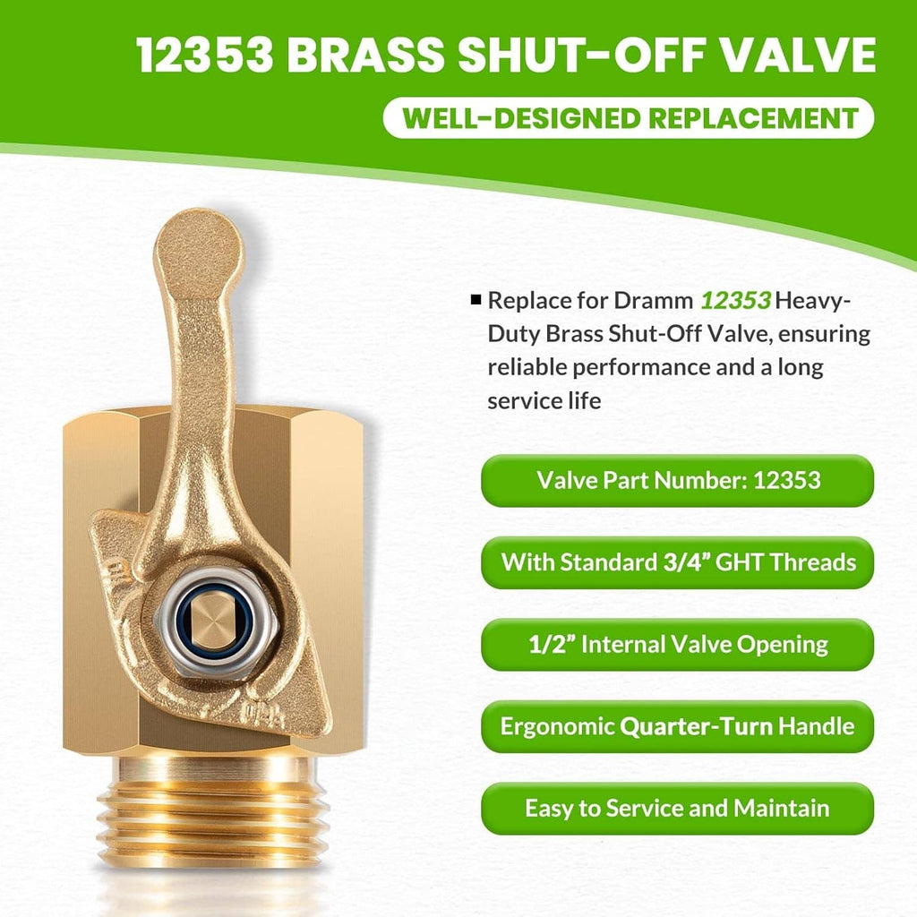Brass shut-off valve with ergonomic lever handle and threaded connection
